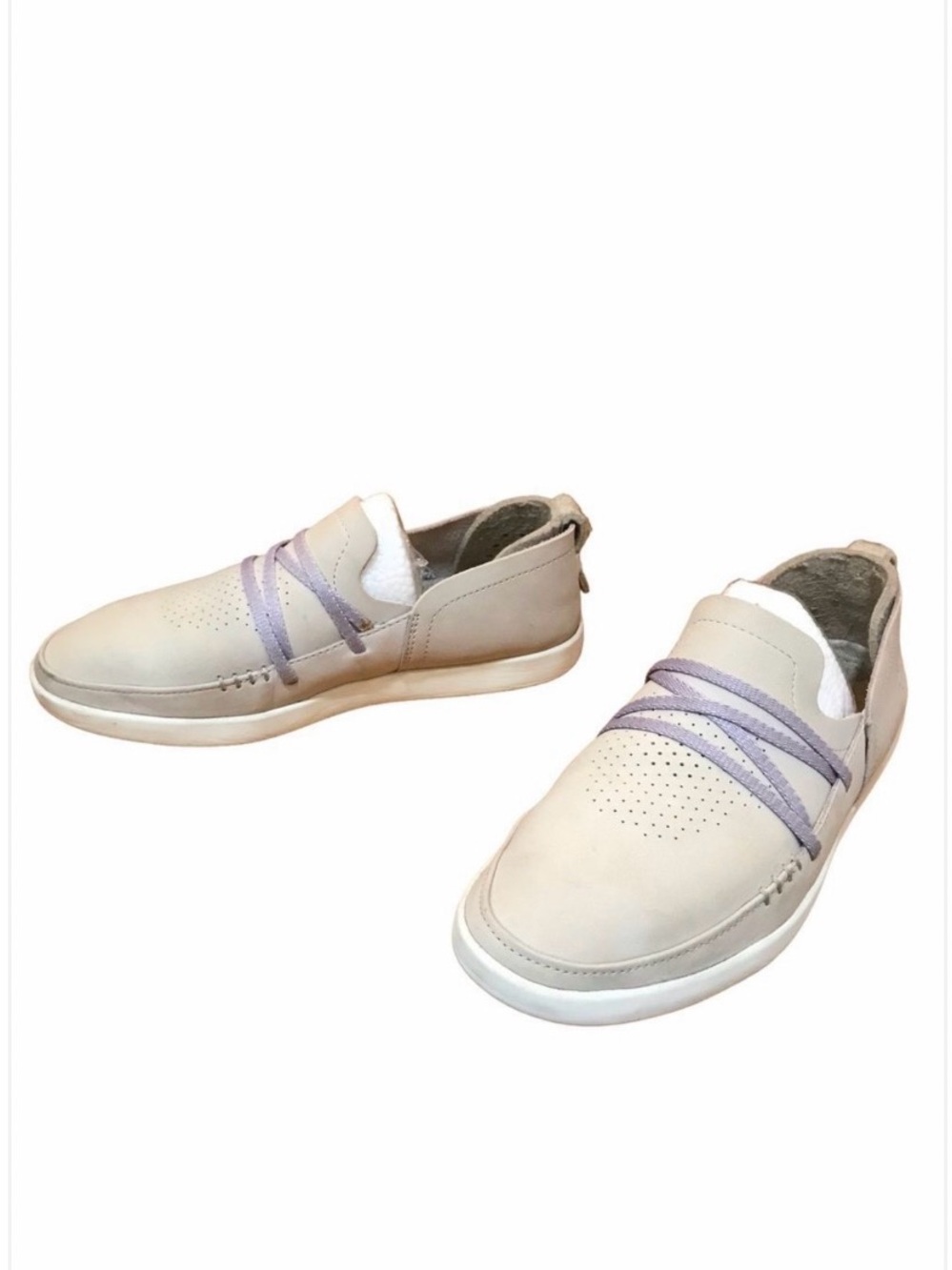 Timberland Beige Suede Loafers Boat Shoes Nubuck Slip On Moccasins Blue Straps